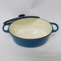 El fabricante suministra 6Qt oval azul recubrimiento de hierro fundido olla de estofado / cazuela de hierro fundido